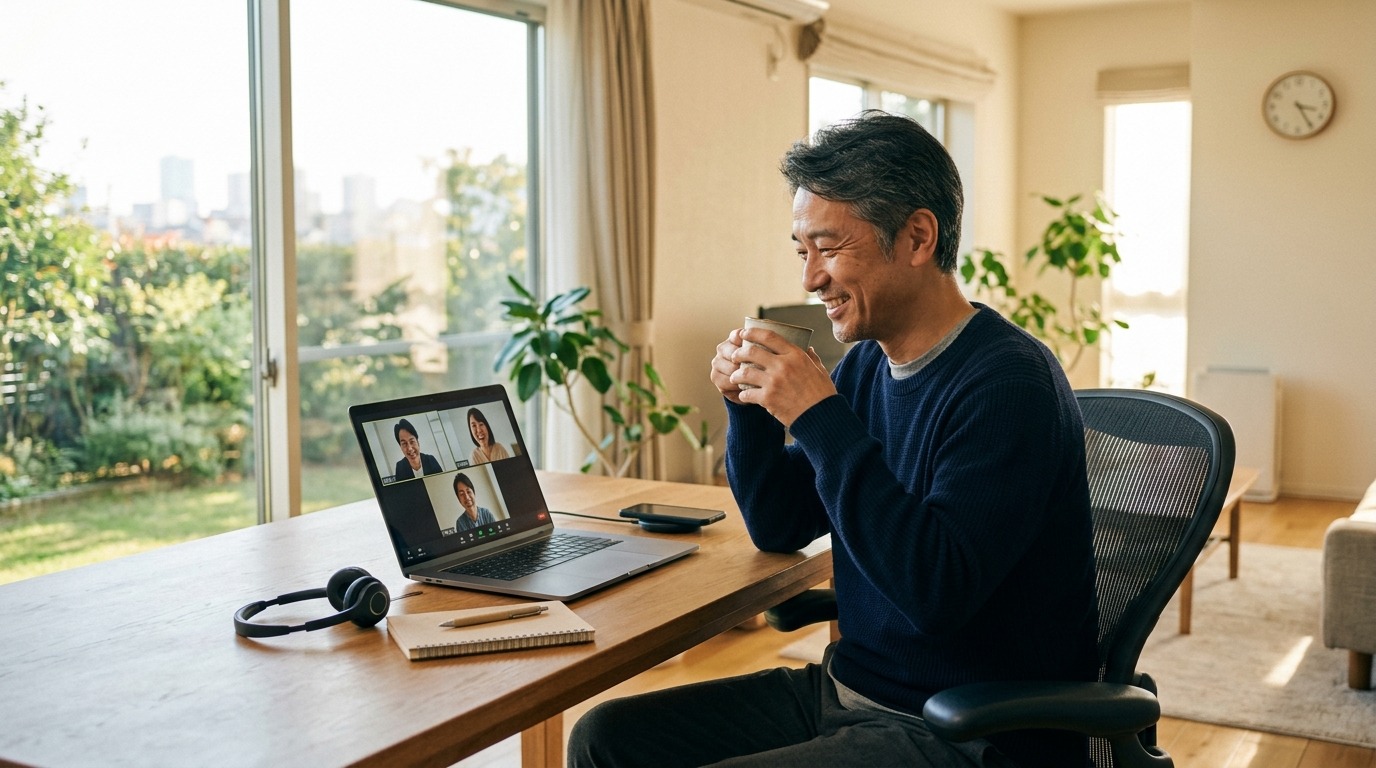 月1回オンラインで担当者と話すリラックスした経営者