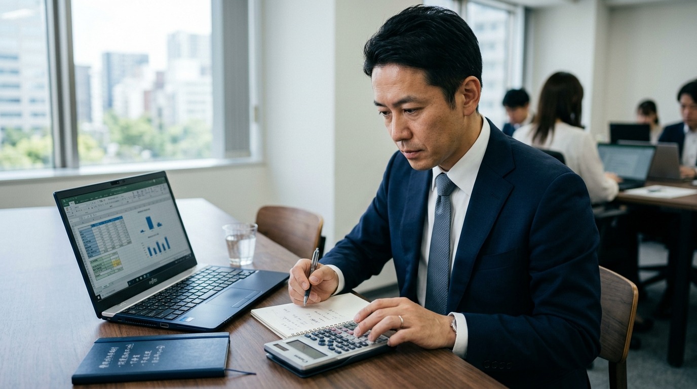 費用対効果を検討するビジネスパーソン